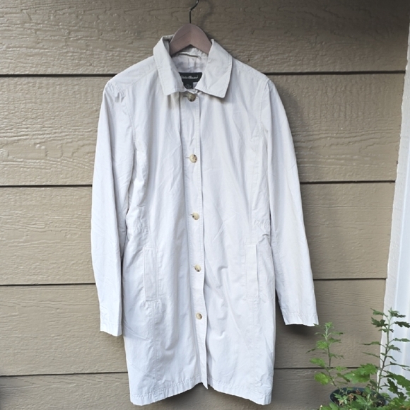 Eddie Bauer Khaki Trench Coat Medium - Picture 1 of 7